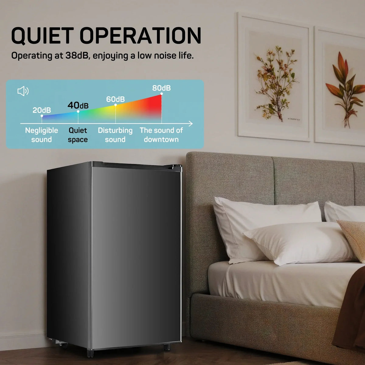 TINKLE WELL 3.2 Cu Ft Mini Fridge with Freezer, Compact Single Door Refrigerator, Energy Efficient, Low Noise, Adjustable Thermostat for Bedroom, Dorm, Office, silver - image 12
