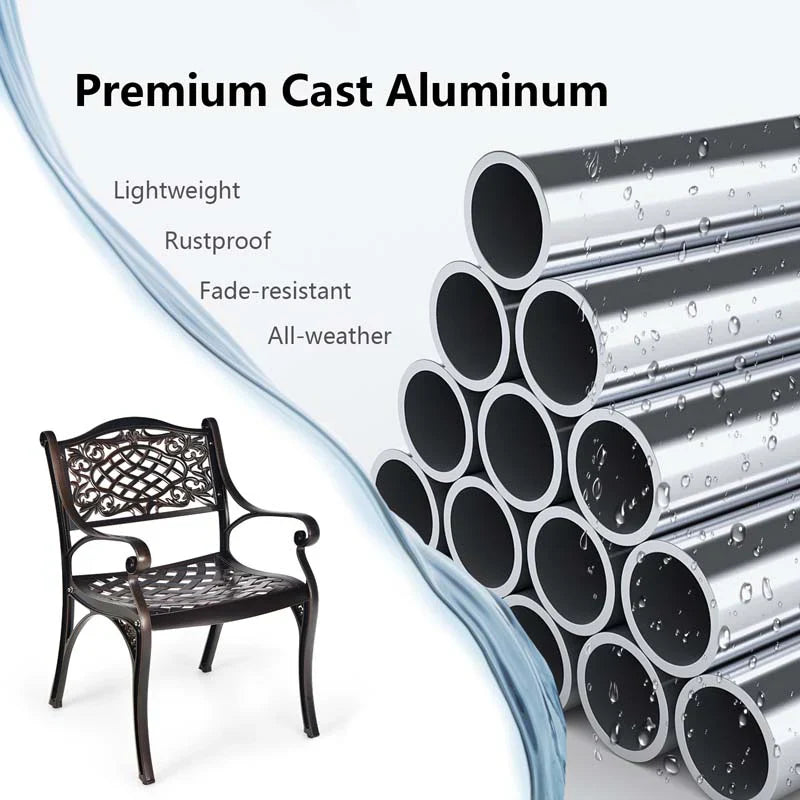 2/4Pcs All-Weather Cast Aluminum Chairs with Armrests & Curved Seats, Outdoor Dining Chairs Patio Bistro Armchairs - image 12