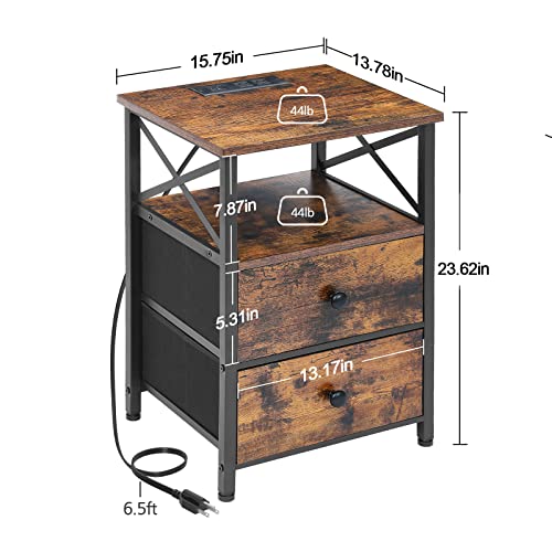 AMHANCIBLE Night Stand Set 2, Nightstand with Charging Station - image 8
