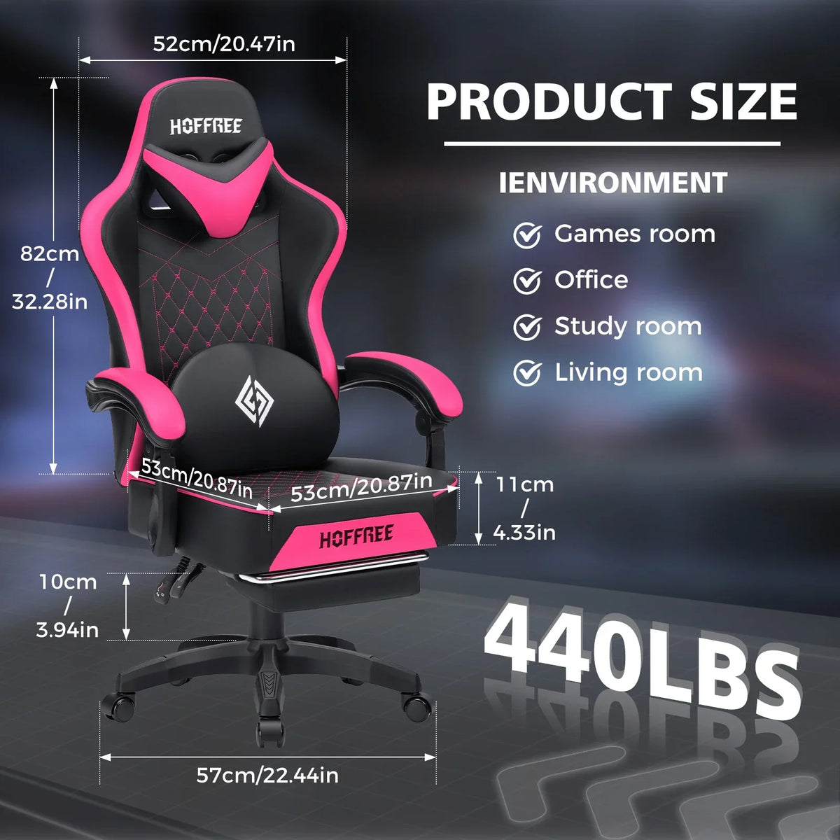 Hoffree Gaming Chair with Massage and Footrest Big and Tall Gamer Chair with Headrest and Lumbar Support PU Computer Game Chair for Adults Office - image 41