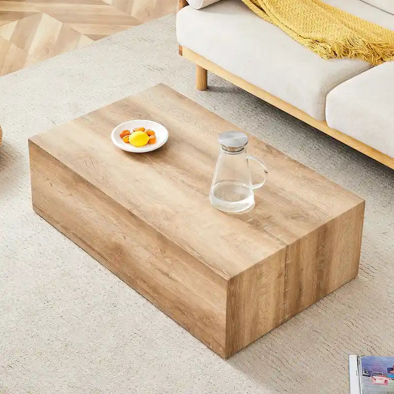 Contemporary Rectangular Coffee Table with Sturdy Base and Imitation Marble Finish for Living Room - image 2