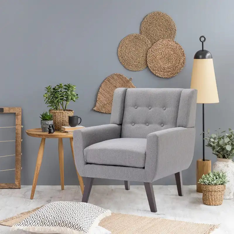 Contemporary Linen Button-Tufted Accent Chair - image 2