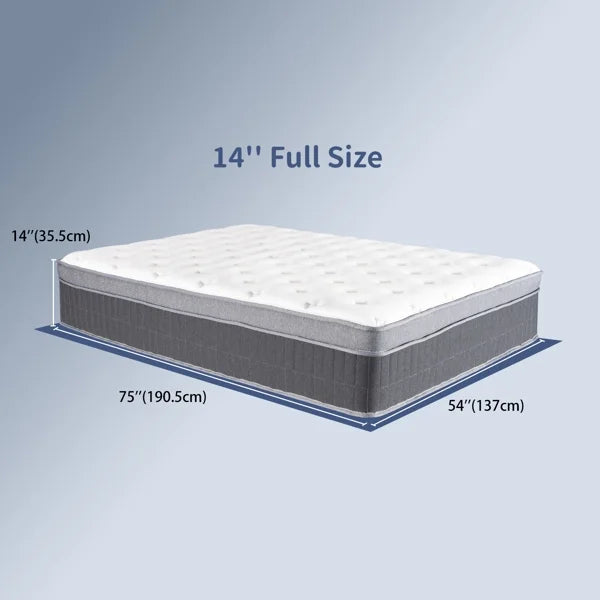 Full Size Mattress in a Box 14 Inch Memory Foam Hybrid Mattress with Pocketed Springs Medium Firm Support Motion Isolation Edge Support Night Trial - image 9
