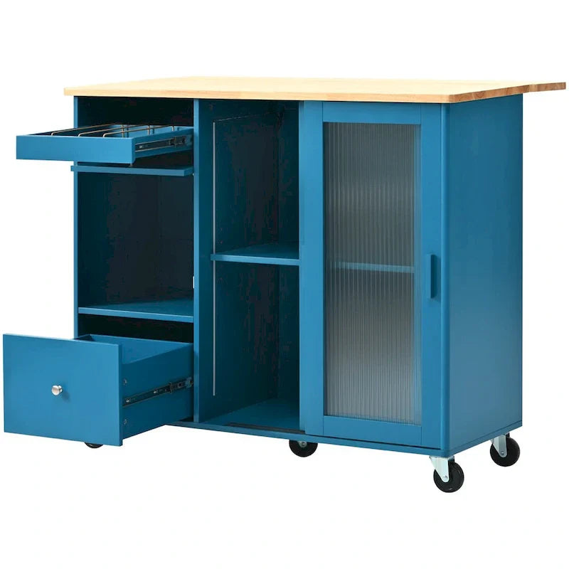 Merax Spacious Kitchen Island Cart with Adjustable Shelf and Dual Drawers - image 25