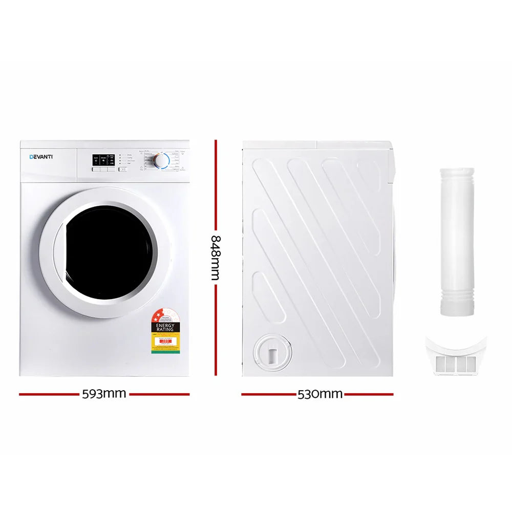 Devanti 7kg Vented Tumble Dryer - White - image 2