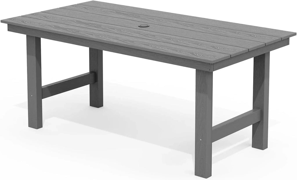 SERWALL 7-Piece Patio Table Set, Outdoor HDPE Dining Furniture with Umbrella Hole, All Weather Table and Chairs for Lawn, Garden, Poolside, Aruba - image 161