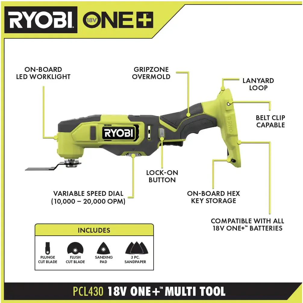 RYOBI ONE+ 18V Cordless 6 - Tool Combo Kit with 1.5 Ah Battery, 4.0 Ah Battery, and Charger - image 5