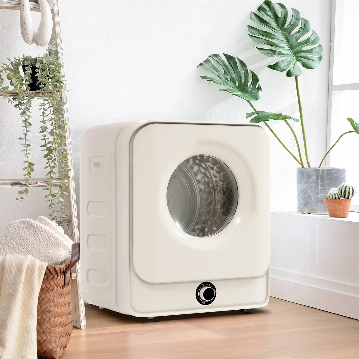 1.95 Cu.ft Front Load Clothes Dryer, Portable Compact Dryer 830W, 5 Drying Modes, Stainless Steel Drum, with Overheat Protect