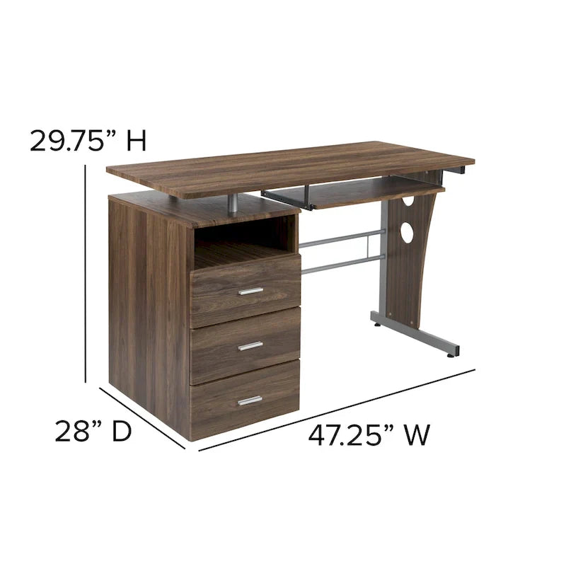 3-Drawer Pedestal Computer Desk with Keyboard Tray - image 20