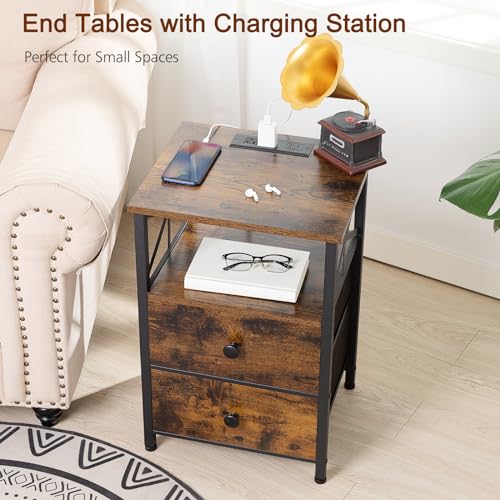 AMHANCIBLE Night Stand Set 2, Nightstand with Charging Station - image 7