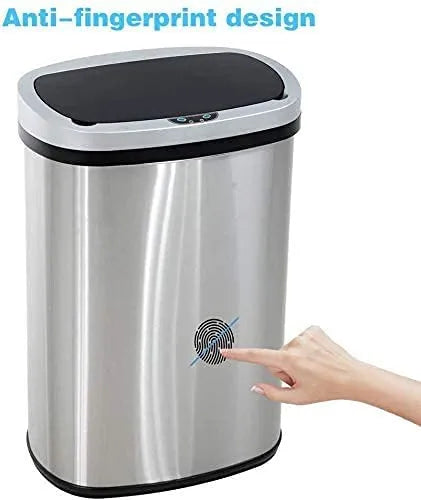 Bigacc 13 Gallon 50 Liter Kitchen Trash Can with Touch-Free & Motion Sensor, Automatic Stainless-Steel Garbage Can, Anti-Fing