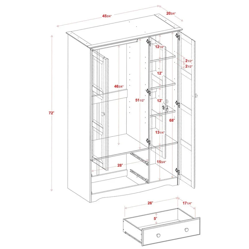 3-Door Wardrobe Armoire - White/Mocha/Java - Solid Wood - image 4