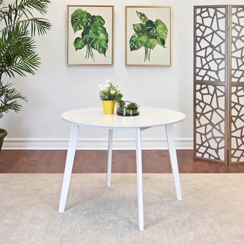 Roundhill Furniture Roma Modern White Round Dining Table - image 1