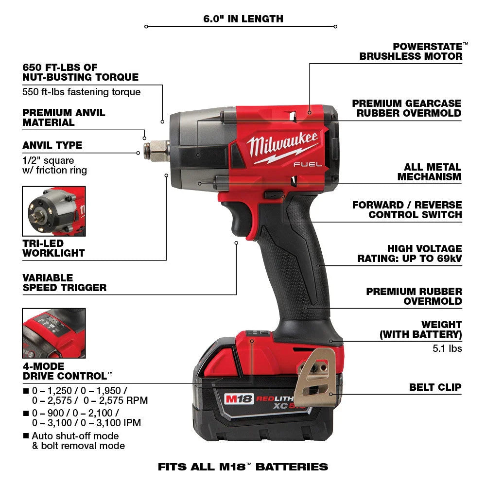 FUEL Lithium-Ion Brushless Cordless 7 Tool Combo Kit 5.0 Ah 18V M18 - image 4