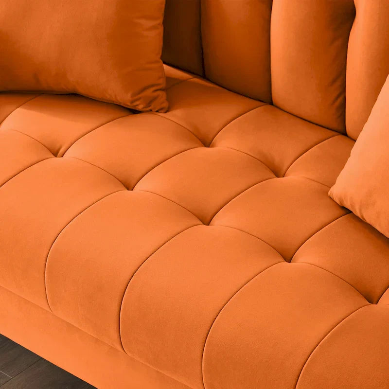 Contemporary Velvet Tufted Loveseat for Small Living Spaces - Beige Upholstered Sofa - image 24