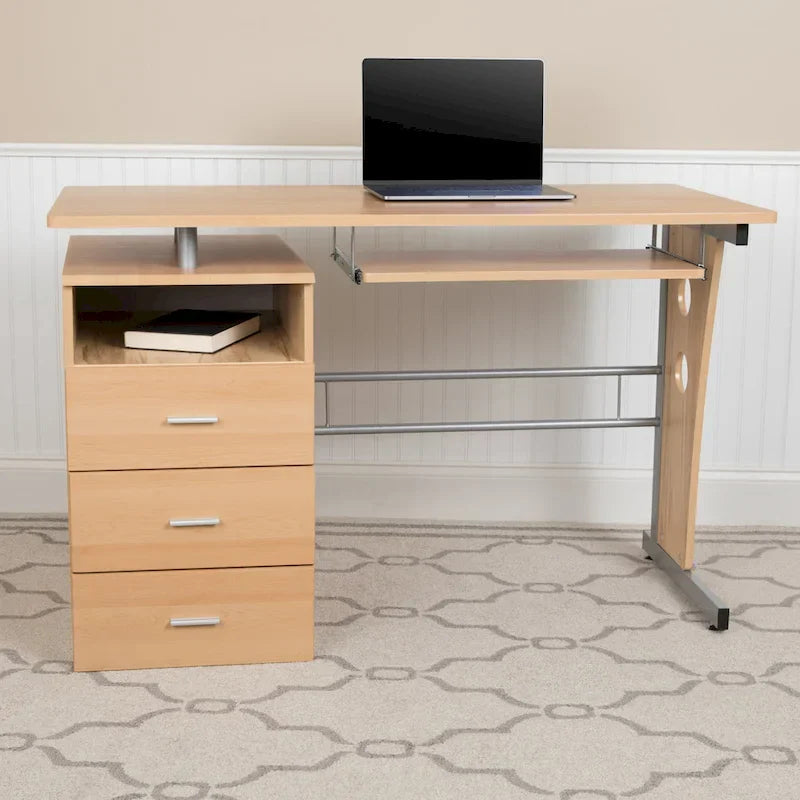 3-Drawer Pedestal Computer Desk with Keyboard Tray - image 38