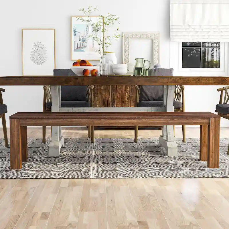 Anaisha Rustic Solid Mango Wood Dining Bench - Furniture of America - image 2