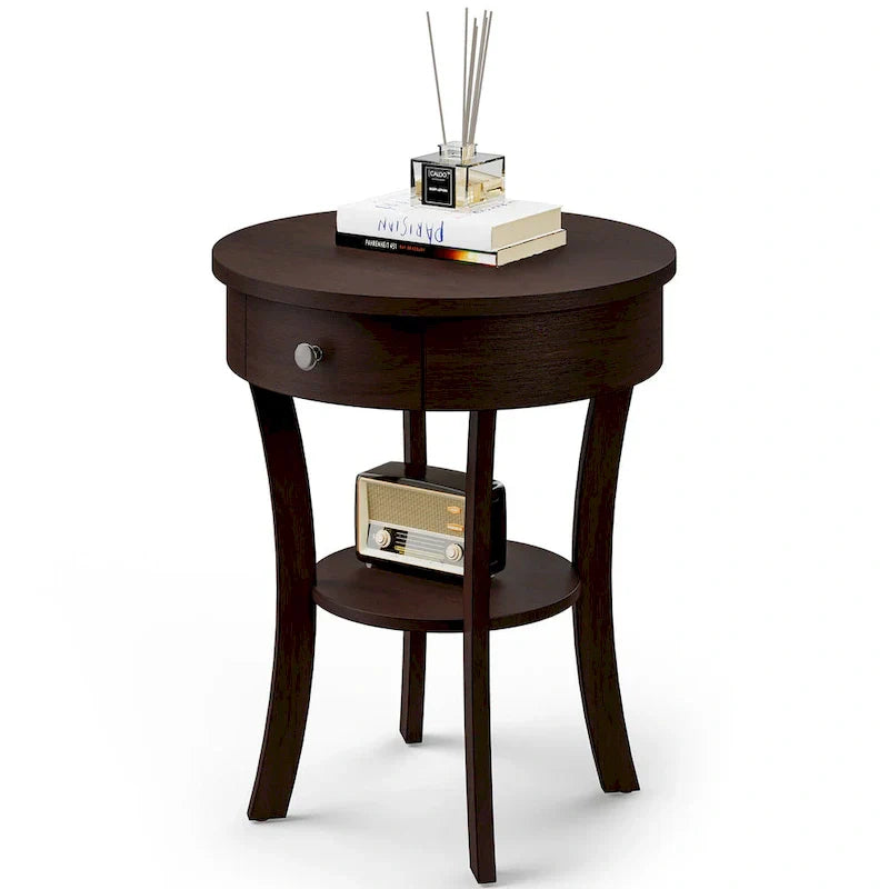 Costway Round 2-Tier Side Table - Versatile Nightstand for Bedroom and Living Room - image 24