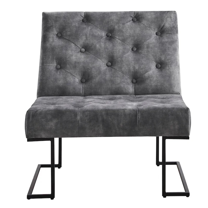 Corvus Savannah Tufted Velvet Lounge Chair with Upholstered Accent - image 2