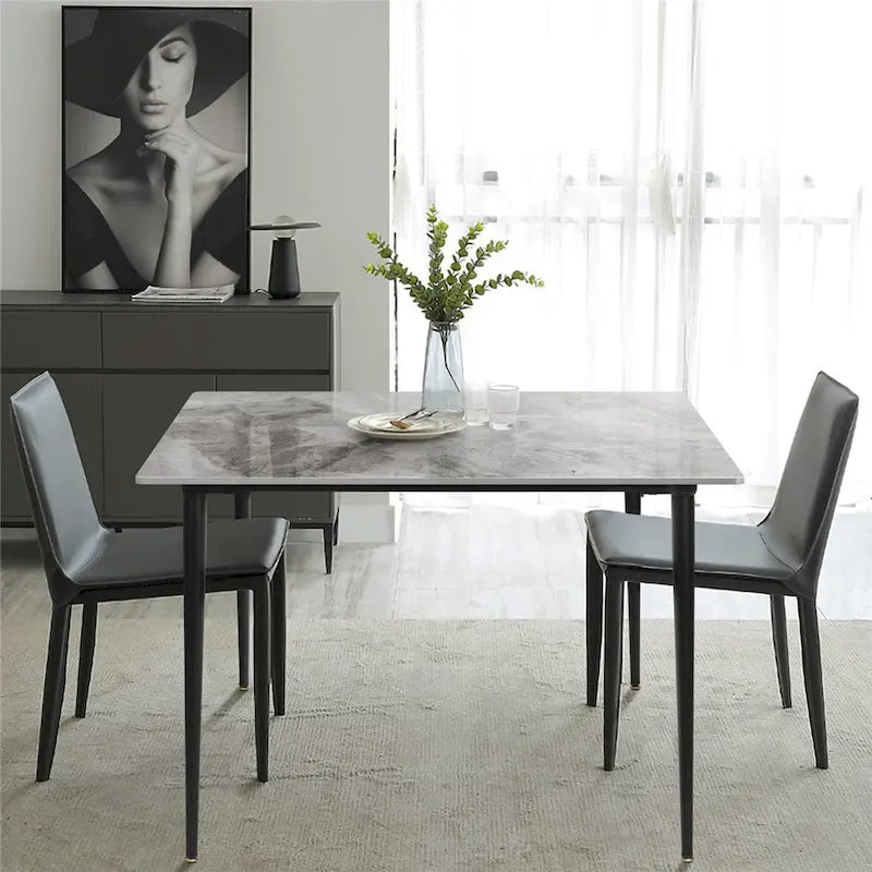 Contemporary Slate Kitchen Dining Table with Sintered Stone Surface and Metal Legs (Table Only) - 31.5 x 31.5 x 30 inches - image 5