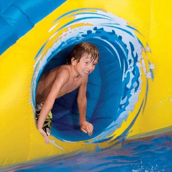 BANZAI Pipeline Twist Kids Inflatable Outdoor Backyard Water Pool Aqua Splash Park and Slides