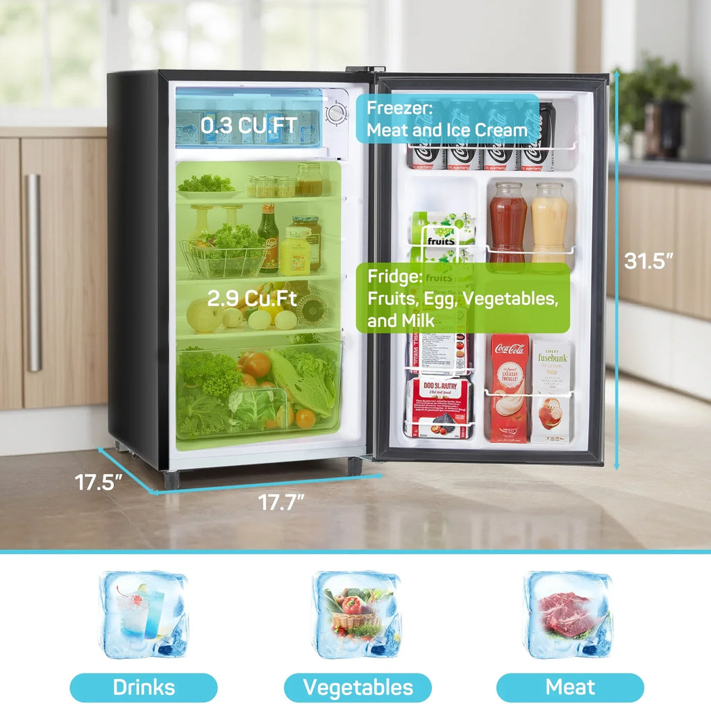 TINKLE WELL 3.2 Cu Ft Mini Fridge with Freezer, Compact Single Door Refrigerator, Energy Efficient, Low Noise, Adjustable Thermostat for Bedroom, Dorm, Office, silver - image 10