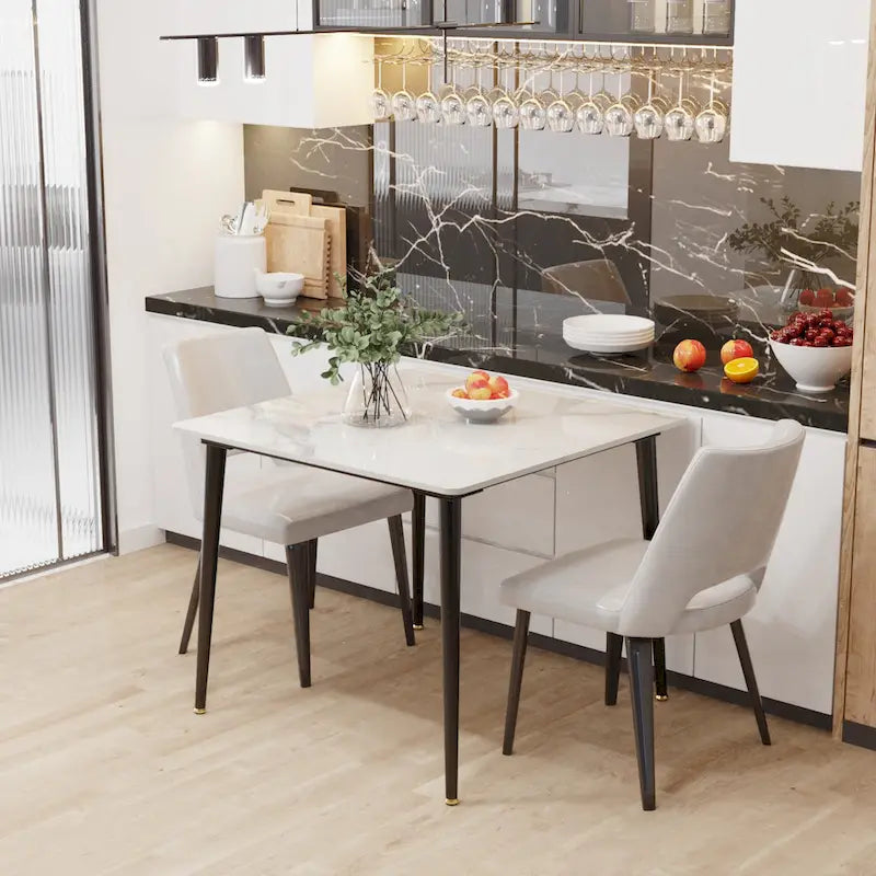 Contemporary Slate Kitchen Dining Table with Sintered Stone Surface and Metal Legs (Table Only) - 31.5 x 31.5 x 30 inches - image 25